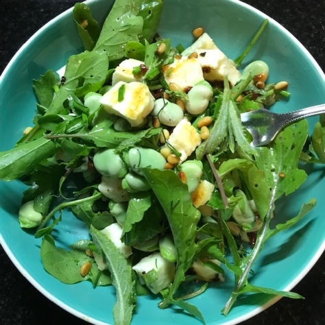Broad bean, feta and herb salad