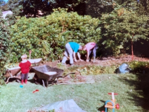 Dad helping excavate the carriage track bed 1994